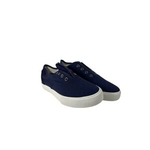 STUDIO 1886 NO LACES, Navy Blue Canvas Slip On Sneakers Low Top Casual Shoes
